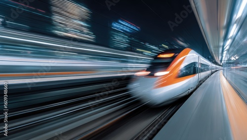 Wallpaper Mural High-speed train at night Torontodigital.ca