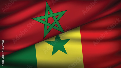 High Quality background with Two Flags of Morocco and Senegal