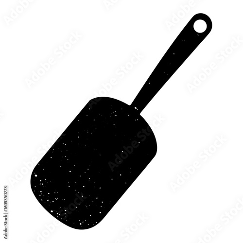 Black silhouette of a spatula with a speckled texture
