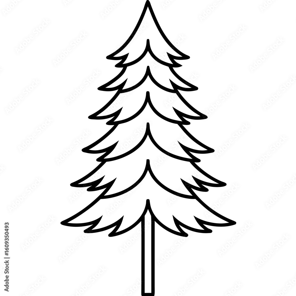 Fototapeta premium Single Evergreen Outline – Clean Vector