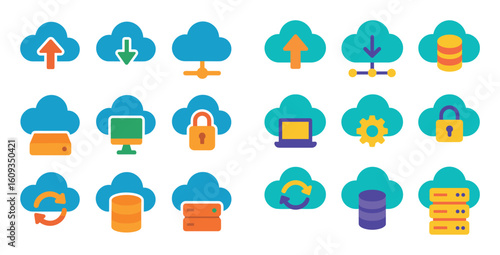 Colorful Cloud Icons Grid