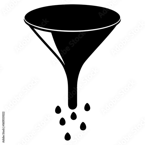 Black funnel filtering small droplets