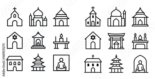 Spiritual Places Icon Set