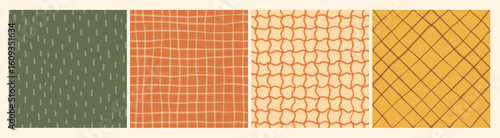 Abstract textured seamless patterns with stripes and lines for backgrounds, wallpaper, textile prints,  wrapping paper, tablecloth, scrapbooking, another autumn decor, etc. EPS 10