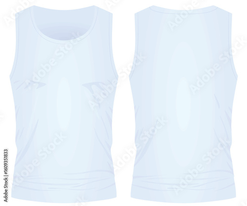 Blue sleeveless t shirt. vector illustration	
