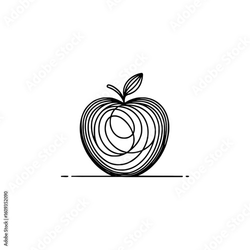 Modern apple line art design for logo, icon, or branding project with a minimalist, elegant style