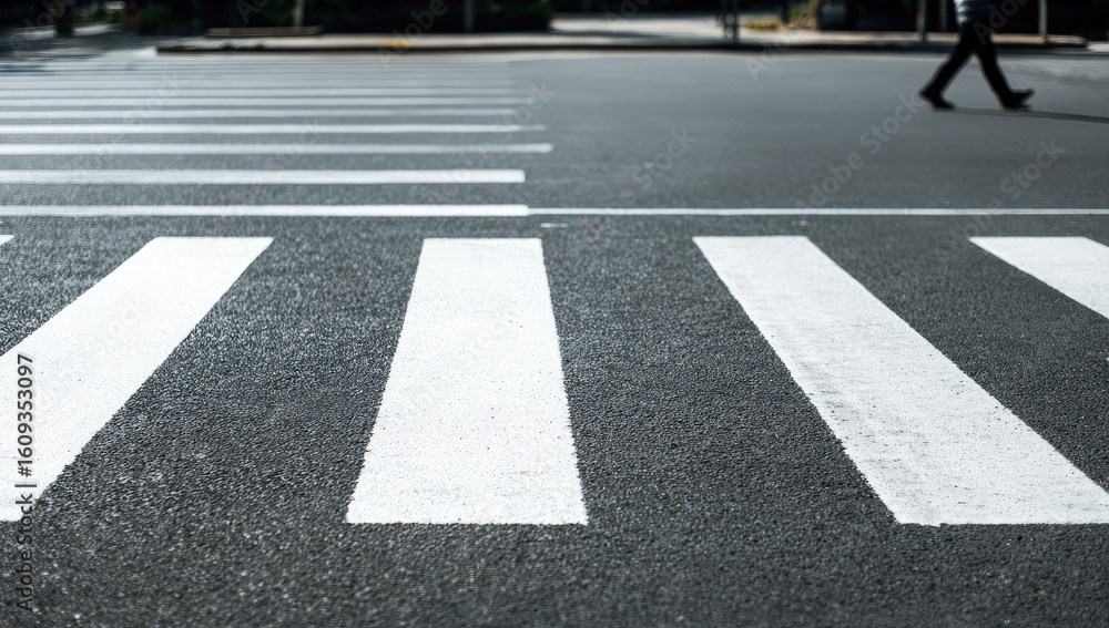 Fototapeta premium City street crosswalk with pedestrian
