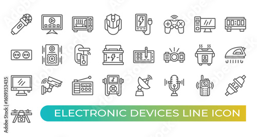 Electronic device icon sets outline design