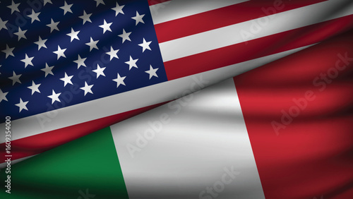 High Quality background with Two Flags of USA and Italy  
