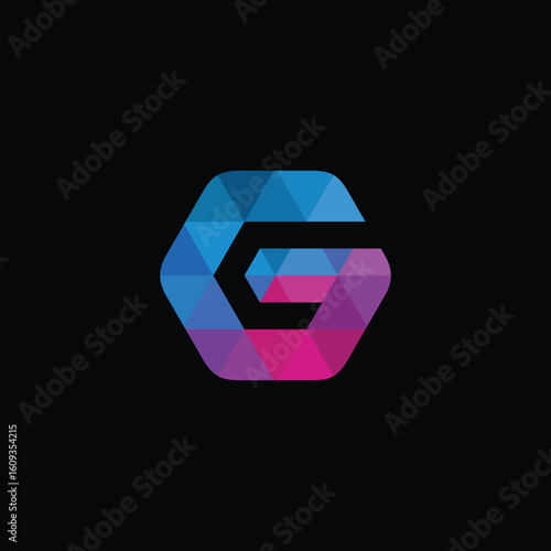 Geometric Hexagon Letter G Logo Design Vector Template