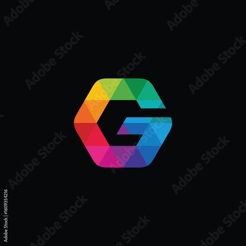 Colorful Geometric Hexagon Letter G Logo Design Vector Template