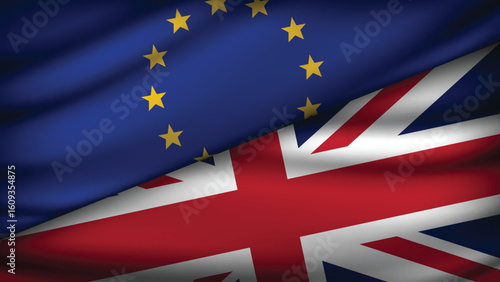 High Quality background with Two Flags of EU and UK  
