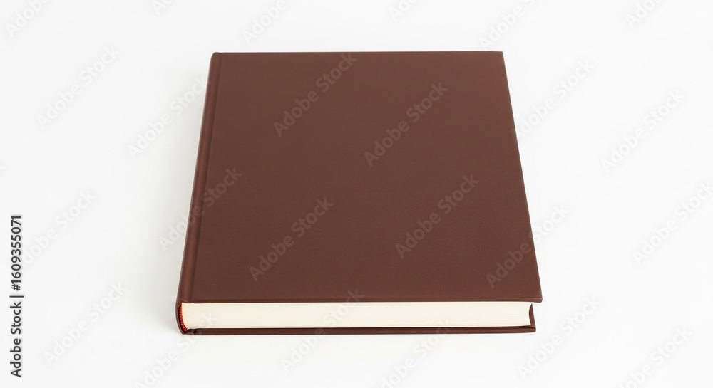 Fototapeta premium Blank brown hardcover book on a white background, ready for a new story or knowledge.