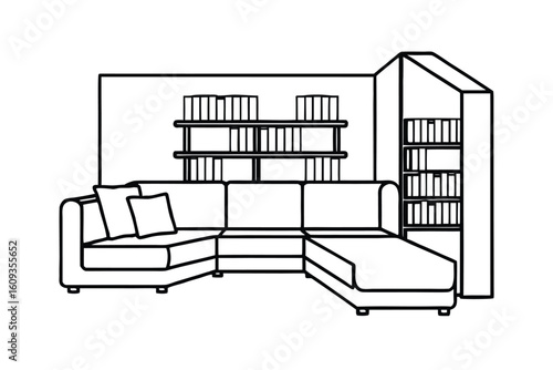 Room With L Shaped Couch Footrest And Side Table