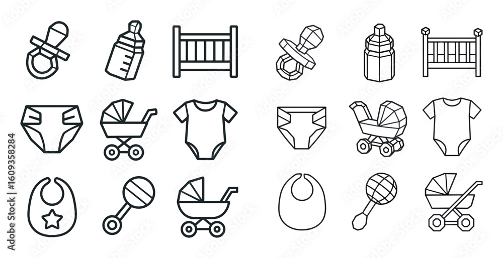 Fototapeta premium Baby Essentials Icons