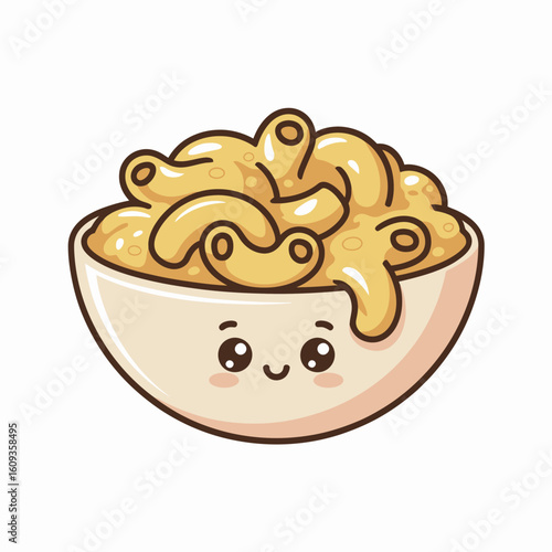 Cute Cartoon Bowl of Macaroni and Cheese