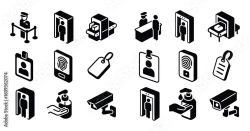 Isometric Airport Security Icons