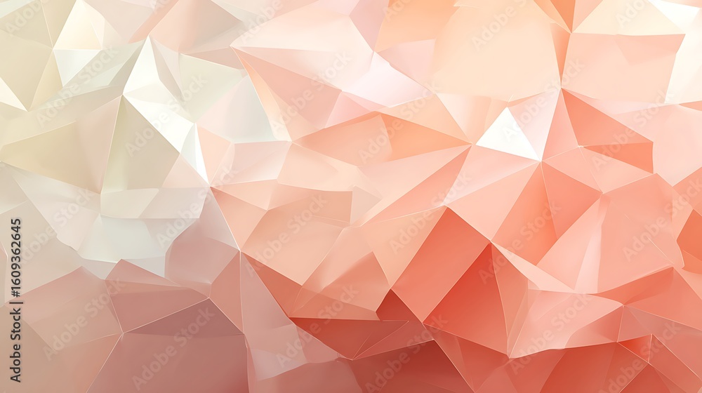 Fototapeta premium Low-poly mesh vector overlay on blush-ivory gradient background seamless design