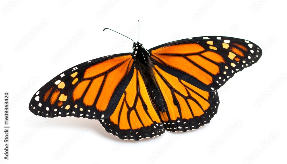 Fototapeta premium Monarch butterfly, wings outstretched, isolated