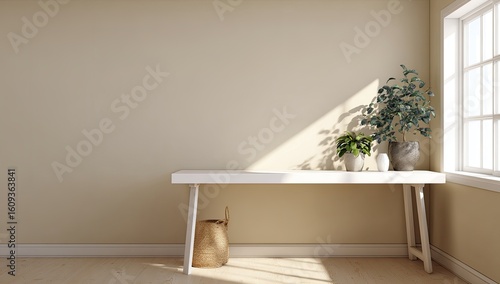Wallpaper Mural Minimalist corner desk with plants Torontodigital.ca