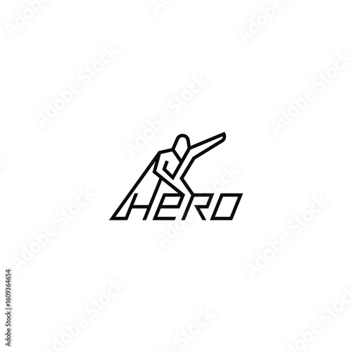 Hero in a cloak text logo.