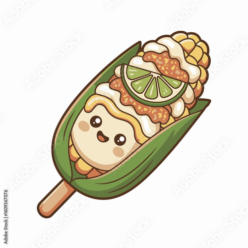 Cute Cartoon Corn on Stick with Toppings