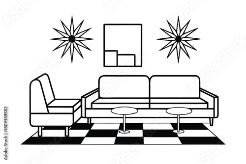 Retro Modern Interior With Modular Seating
