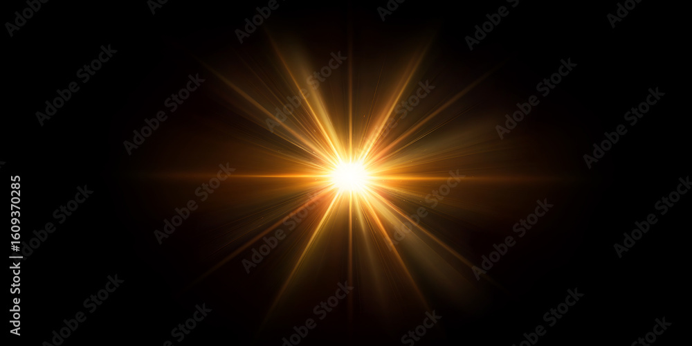 Fototapeta premium Sun Light Overlay Stock Image In Black Background