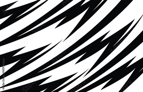 Abstract background with curved spikes and zigzag line pattern