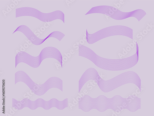 Thin Abstract Wavy Lines for Background and Decoration