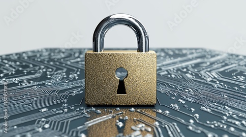 Wallpaper Mural Data security concept depicting a padlock over an intricate circuit board Torontodigital.ca