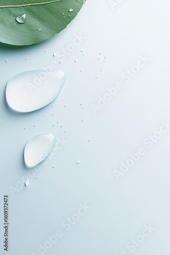 하늘색 배경의 물방울과 그늘