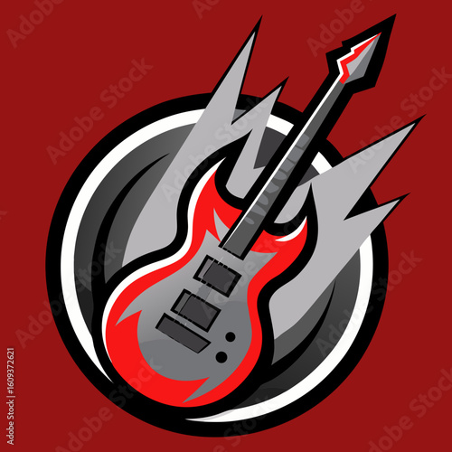 Guitar silhouettes set.Acoustic and heavy rock electric guitars musical instruments. Simple set of electric guitar vector icons for web design. Music symbols collection.Vector ilustration