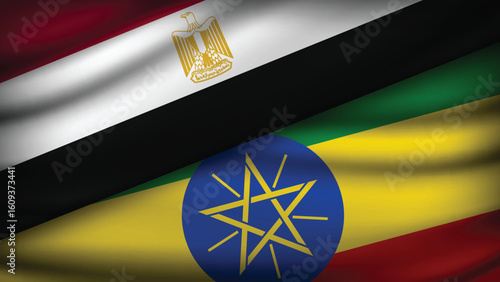 High Quality background with Two Flags of Egypt  and Ethiopia