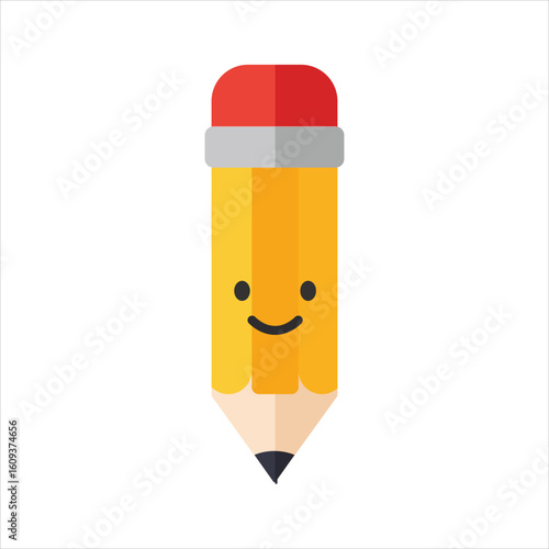 Cute pencil vector icon illustration on white background flat style