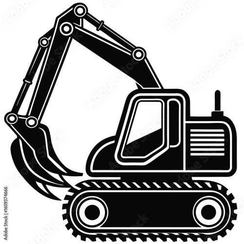 Excavator Silhouette - Heavy Construction Equipment Vector