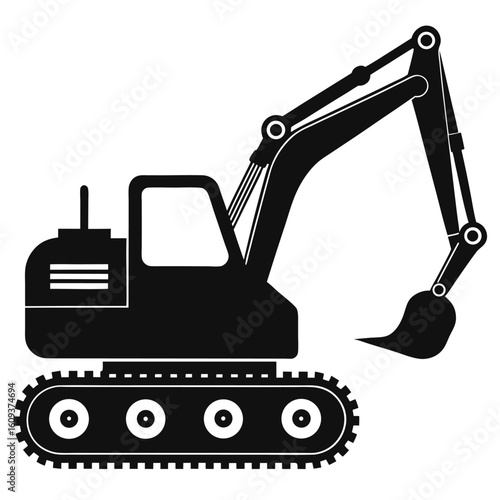 Excavator Silhouette - Heavy Construction Equipment Vector