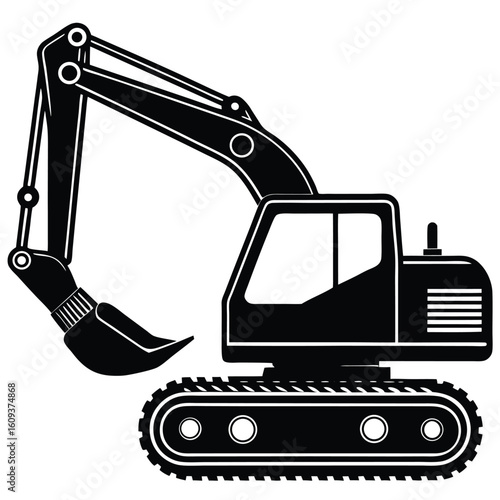 Excavator Silhouette - Heavy Construction Equipment Vector