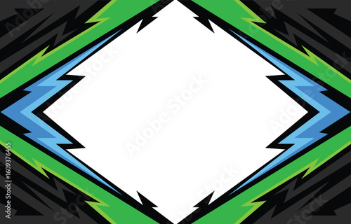 Abstract sporty colorful background with jagged arrow line pattern and with some copy space area