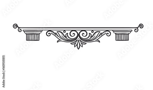 Hand-drawn Greek-style text separator in charcoal on a transparent background
