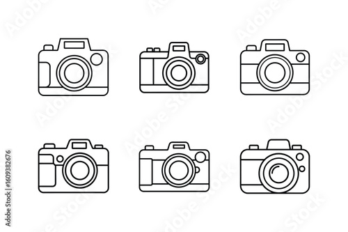 dslr camera icon line art vector illustration