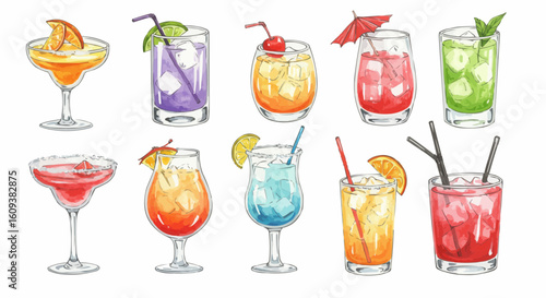 Tropical Cocktails Illustration – Summer Drinks Collection