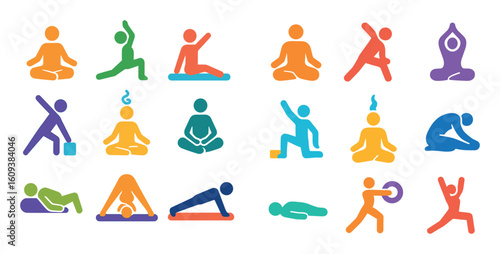 Colorful Yoga Icons