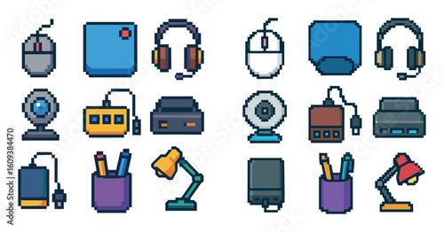 Pixel Art Office Accessories