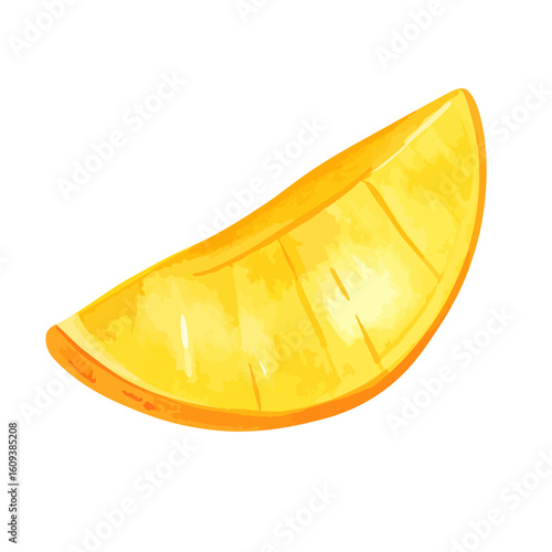 Vibrant watercolor slice of juicy orange with textured pulp