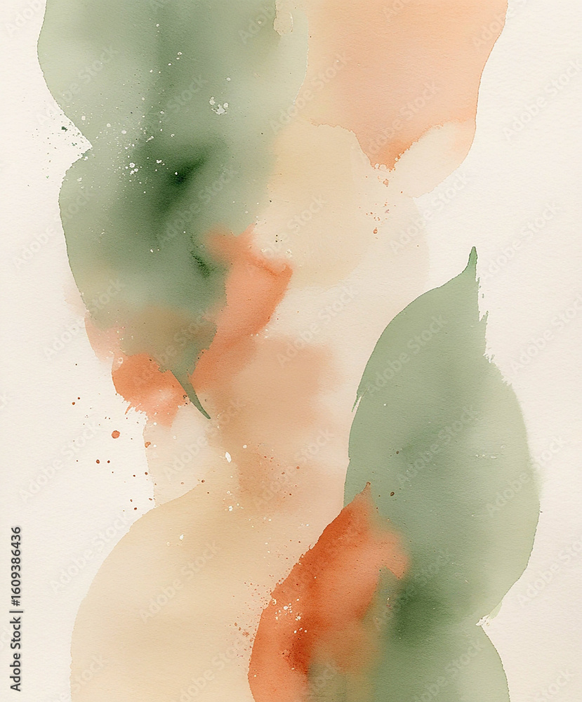 Fototapeta premium water color minimal sage orange 5