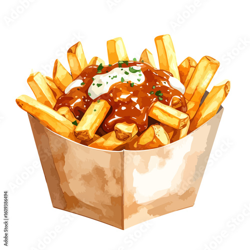 Delicious Poutine Fries with Rich Gravy and Creamy Sauce