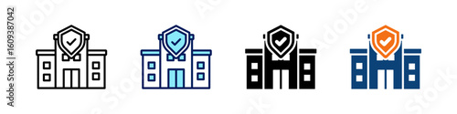 Insurance Company All In One Icon Multi Styles Vector Set