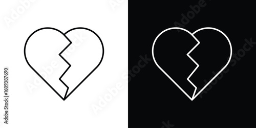 Broken heart icon Simple Set. Vector icons for graphic design template.