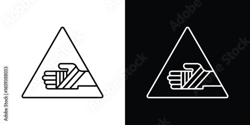 Chemical burns hazard signs Simple Set. Vector icons for graphic design template.